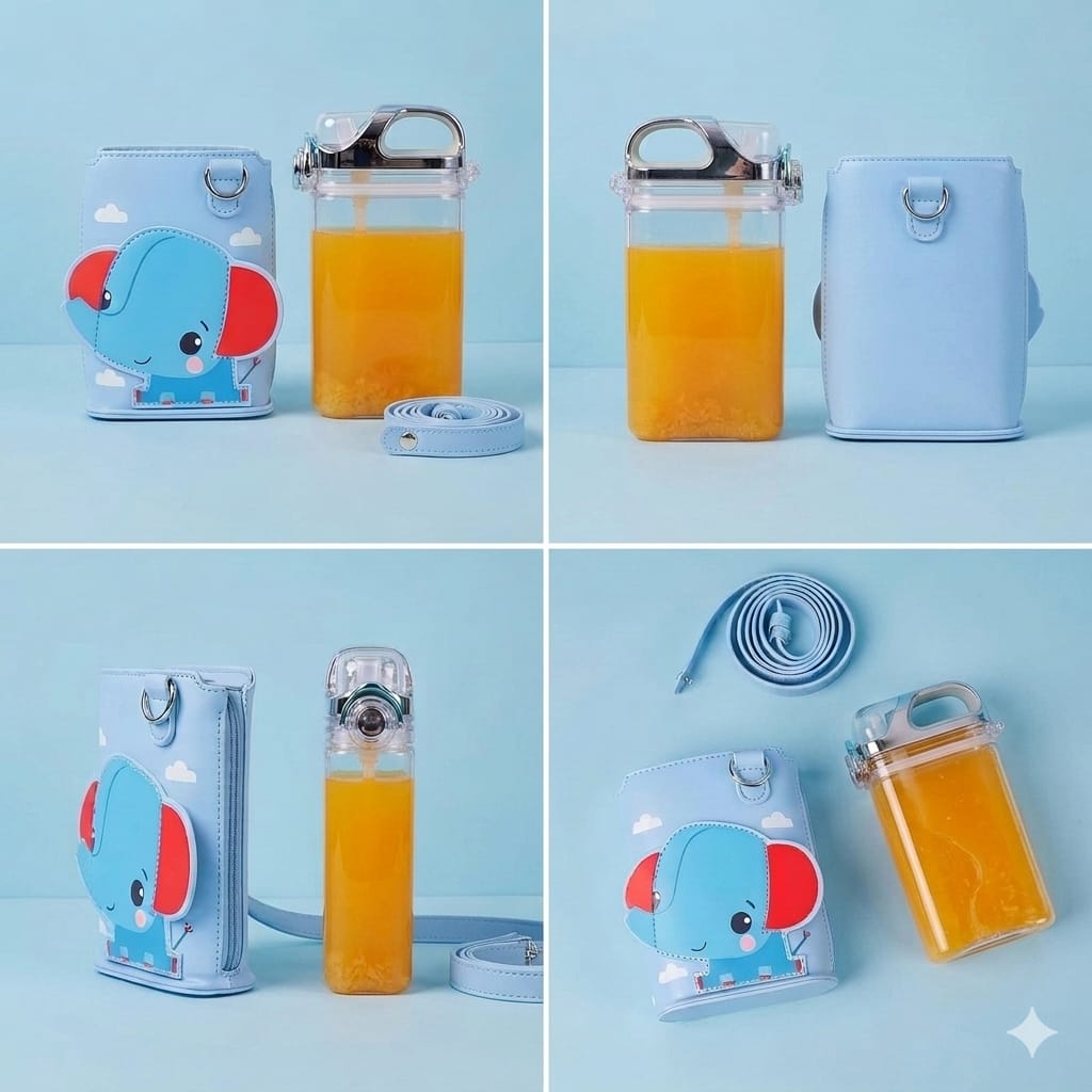 Elephant design Bottle with Pouch