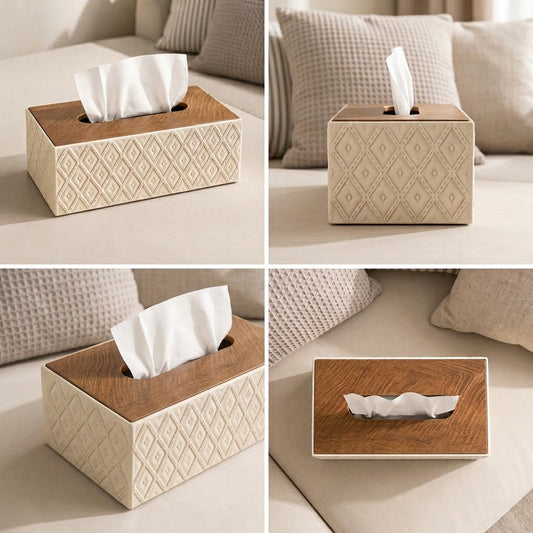 Decorative Tissue Box-Offwhite