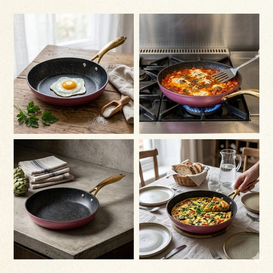 Marble Non Stick Frying Pan Red-26cm
