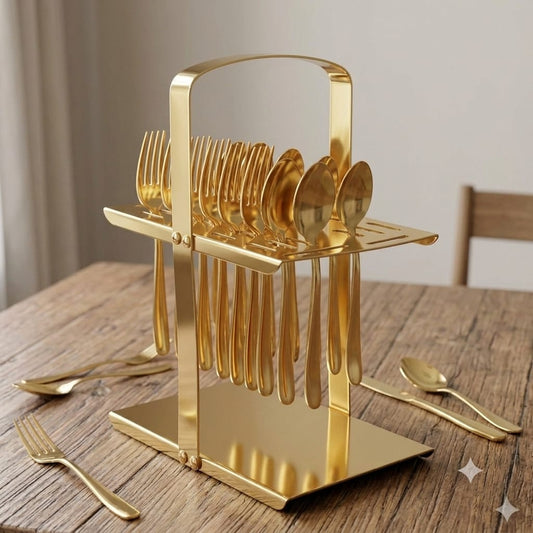 Single Pc Stainless Steel Cutlery Stand(Golden)