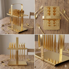 Single Pc Stainless Steel Cutlery Stand(Golden)