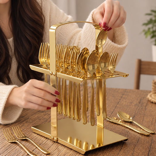 Single Pc Stainless Steel Cutlery Stand(Golden)