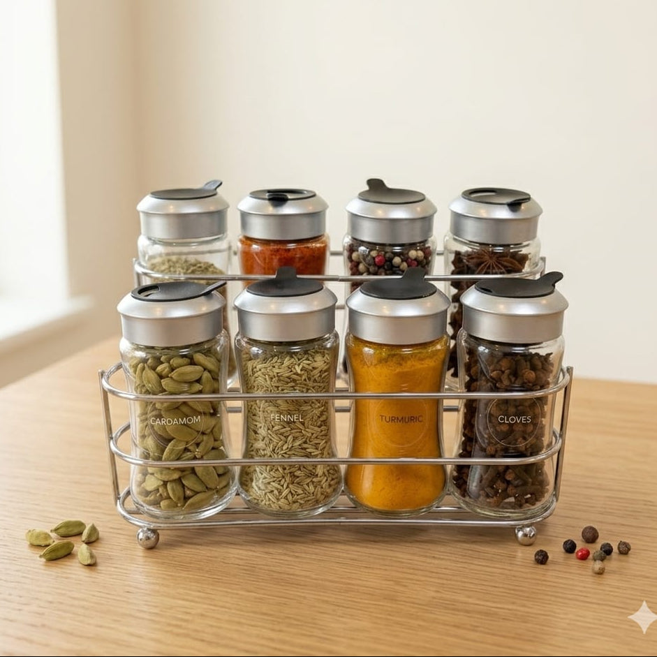 Spice Jar 9pc Set With Stand
