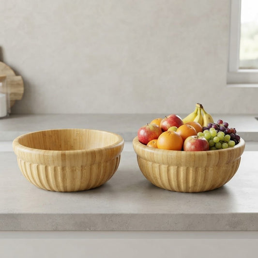Bamboo Wooden Serving Bowl (Round)