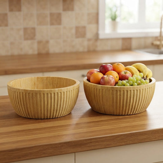 Bamboo Wooden Serving Bowl (Round)