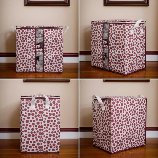 110GSM Cloth Storage Bag 1 Pc Mehroon(Polka Dot)