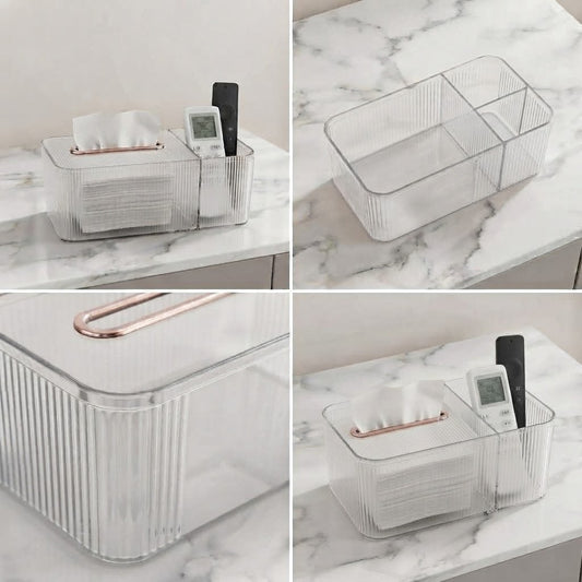 Tissue Box Holder & Remote Organizer-Transparent