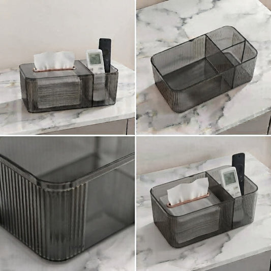 Tissue Box Holder & Remote Organizer-Black