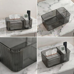 Tissue Box Holder & Remote Organizer-Black
