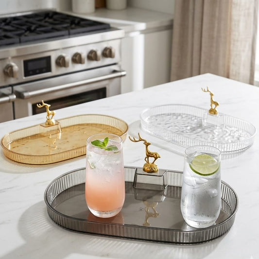 Acrylic Deer Serving Oval Tray Small