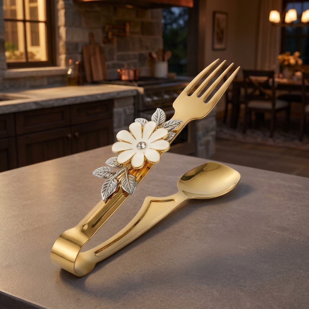Flower Design Golden Tong-D2