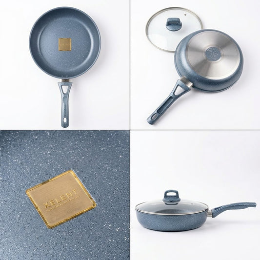 Xelent Fry Pan with Lid-Blue