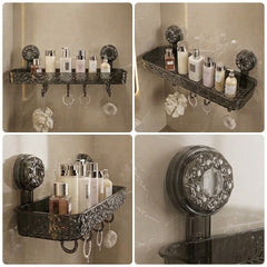 Glacier Pattern Suction Cup Shelf-Black