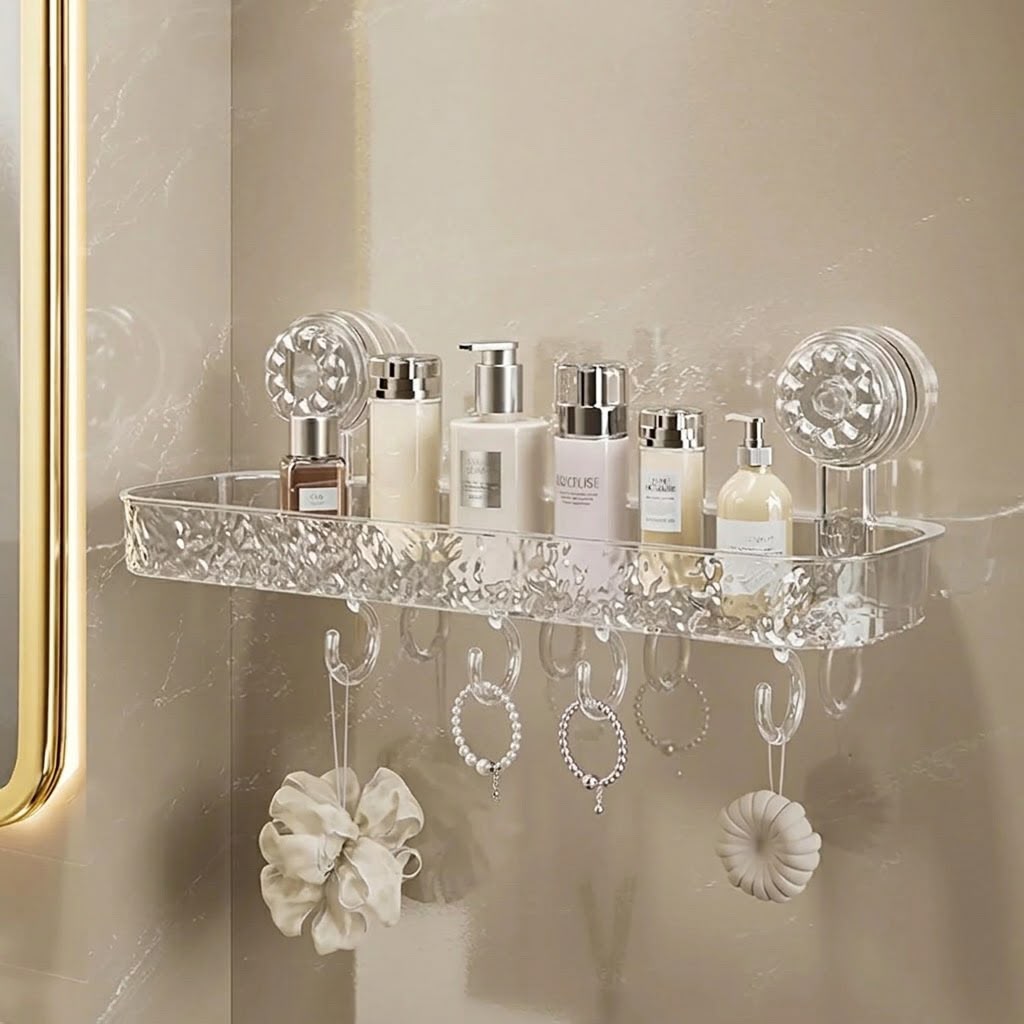 Glacier Pattern Suction Cup Shelf-Transparent