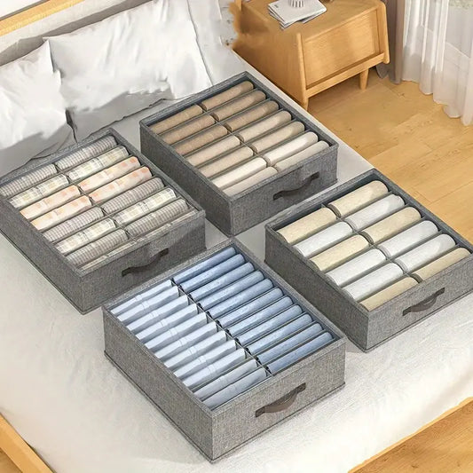 16-Compartment Foldable Fabric Clothes Organizer-Grey
