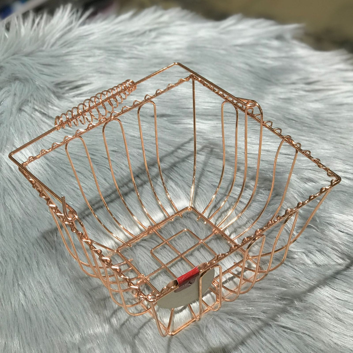 Square Fruit Basket with Handle-Copper