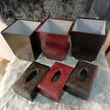 Leather DustBin+Tissue Box Set