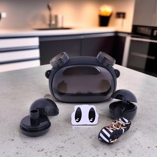 Plastic Flip Top Sipper Water Bottle -Black