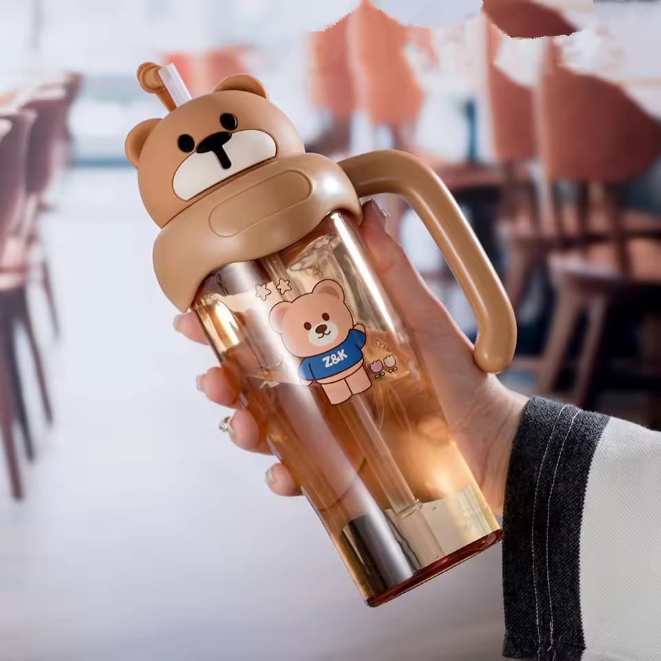 Teddy Bear Design Water Bottle-Brown