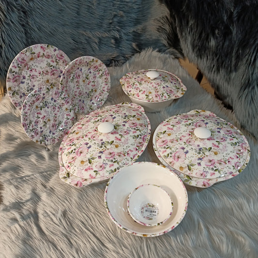 72 Pcs White Stone Double Glazed Dinner Set