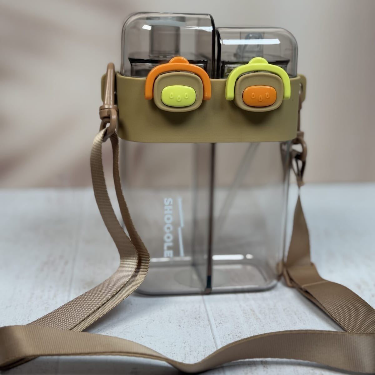 Double Drinking Water Bottle-Brown