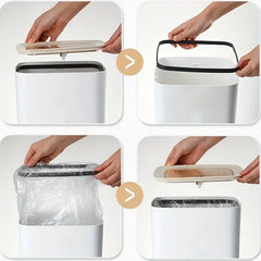 7L Press-Top Modern Square Plastic Trash Bin with Lid