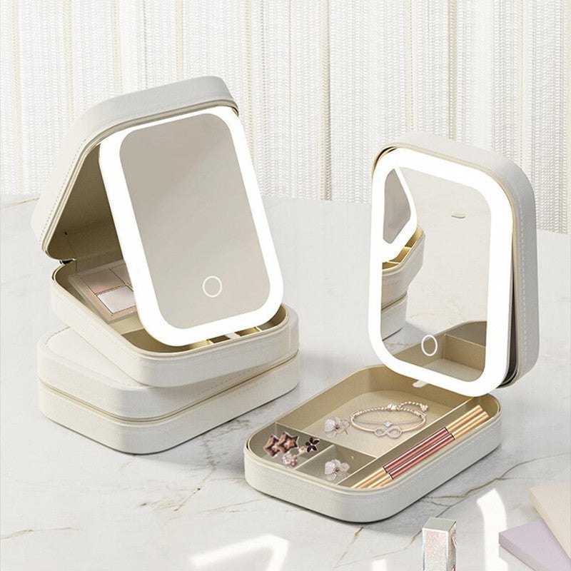 Travel Makeup Mirror with Light-White