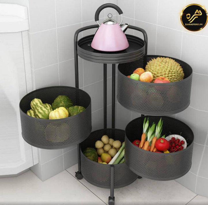 4 Tiers Rotatable Storage Trolley - Round