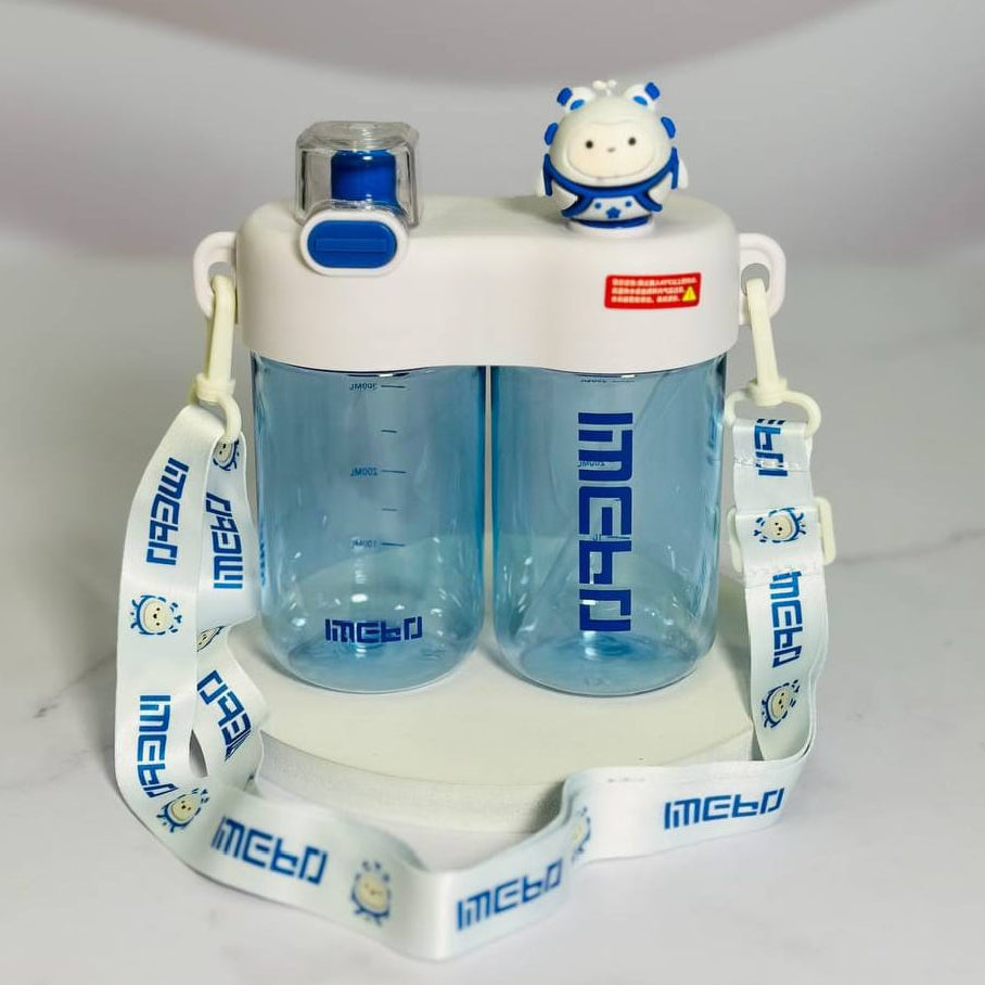 Dual-Slot Water Bottle-White