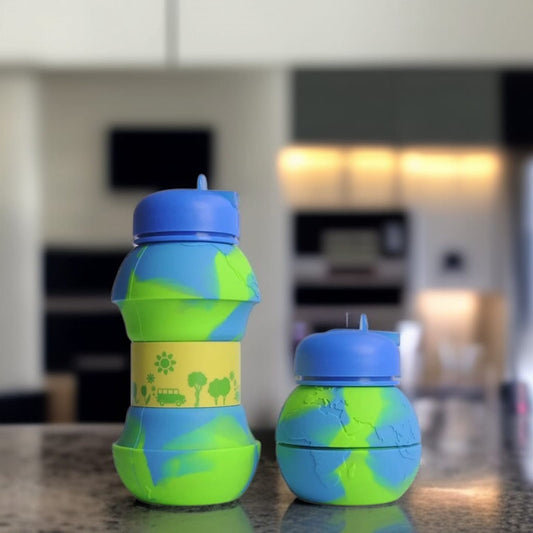 Silicone Foldable Water Bottle-Blue & Green