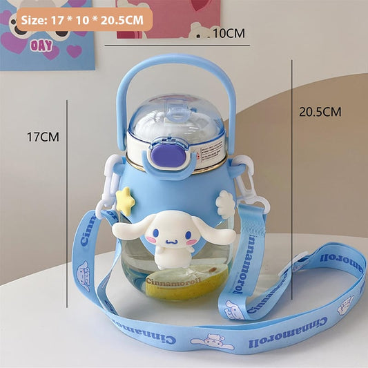 Cartoon Transparent Sports Water Bottle-Blue