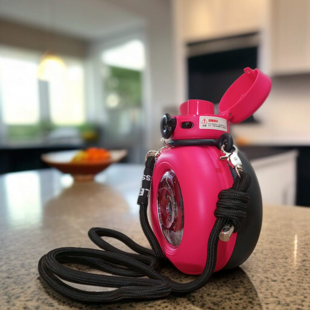 Round  Double Drink Water Bottle-Black & Pink