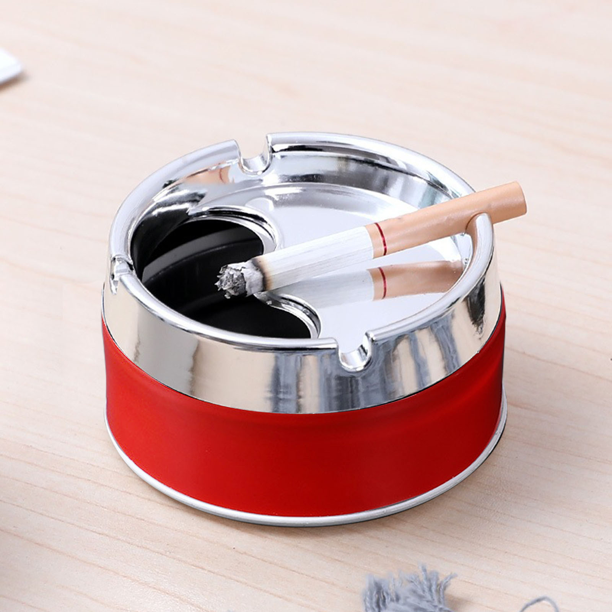 Stainless Steel AshTray with Plastic Cover-M