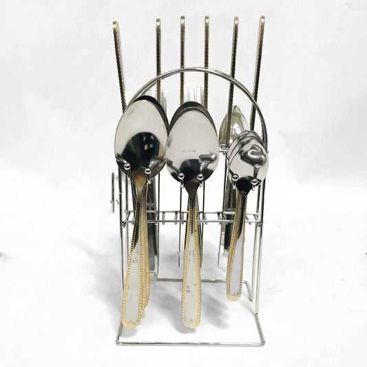 24-Pcs Elegant Cutlery Set With Stand (Minor Damage)