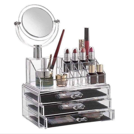 Minor Damage 3 Drawer Cosmetic Organizer with Mirror