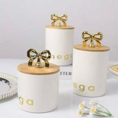 Canister Set with Golden Bow Lid