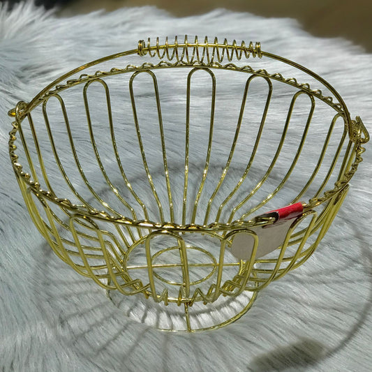 Round Fruit Basket with Handle-Golden