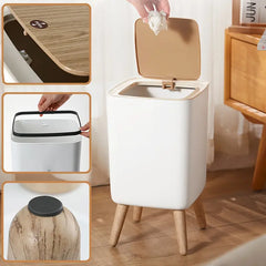 7L Press-Top Modern Square Plastic Trash Bin with Lid