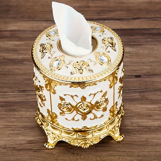 European Tissue Box Round-White