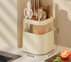kitchen Rotating Knife Rack Storage Tube (Brown)