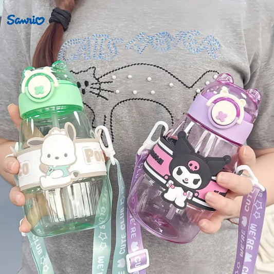 Cartoon Transparent Sports Water Bottle-Green