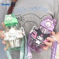 Cartoon Transparent Sports Water Bottle-Green