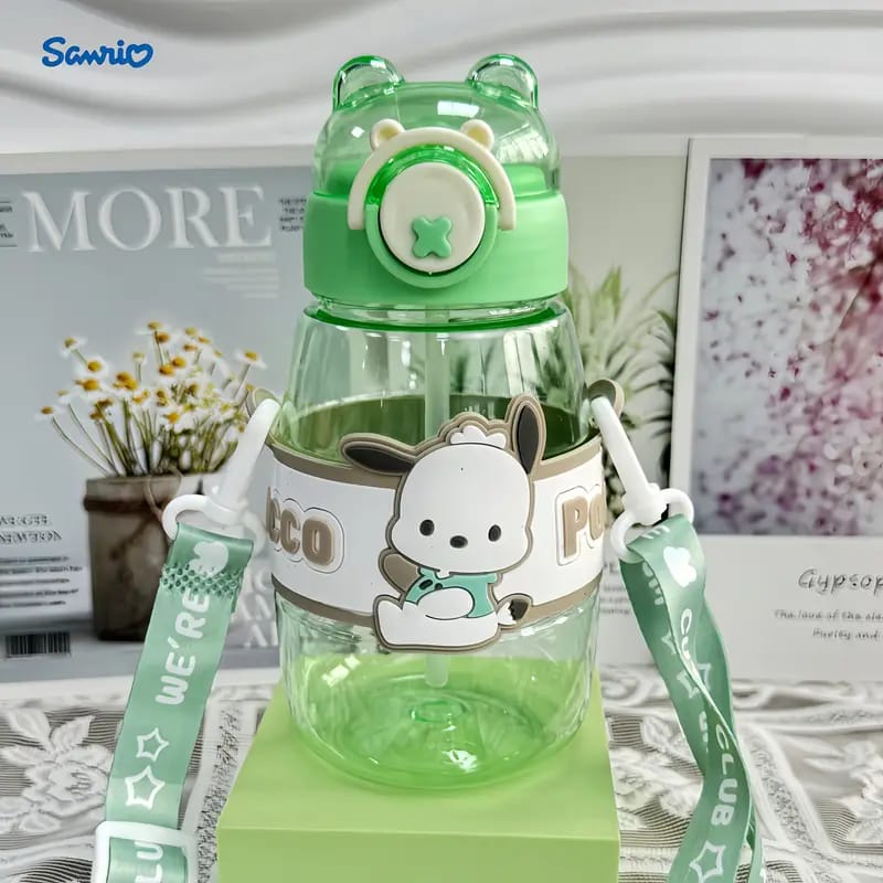 Cartoon Transparent Sports Water Bottle-Green