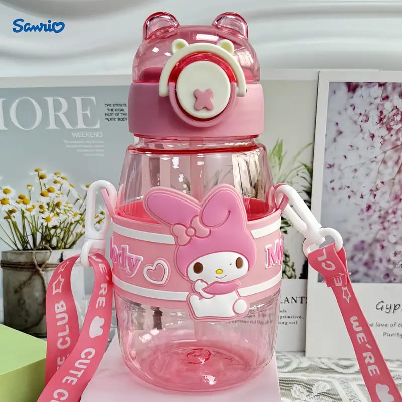 Cartoon Transparent Sports Water Bottle-Pink