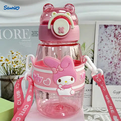 Cartoon Transparent Sports Water Bottle-Pink