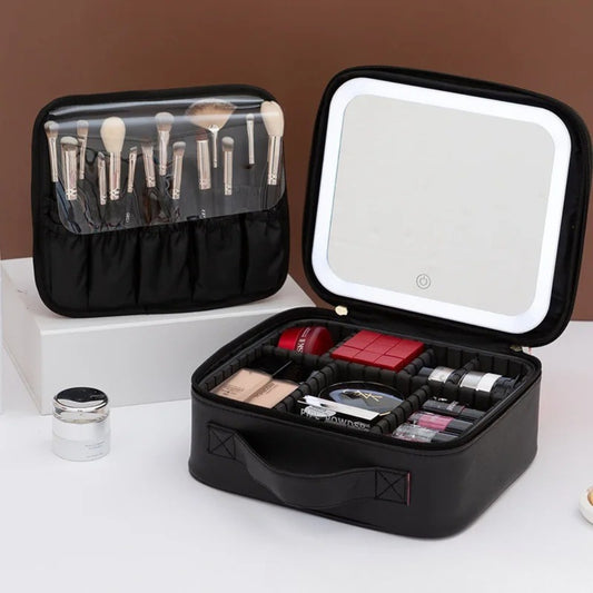 Portable Lighted Makeup Organizer-Black