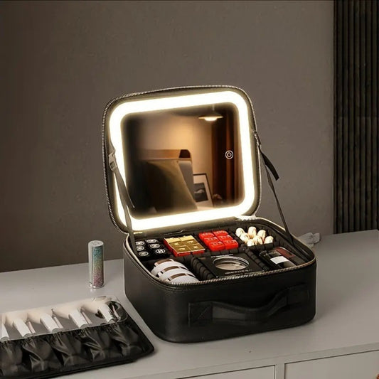 Portable Lighted Makeup Organizer-Black