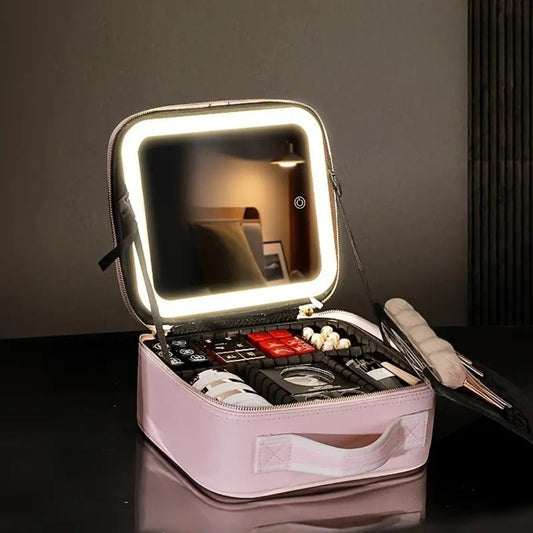 Portable Lighted Makeup Organizer-Pink