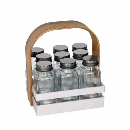 Spice Jar 9pc Set with Wooden Stand