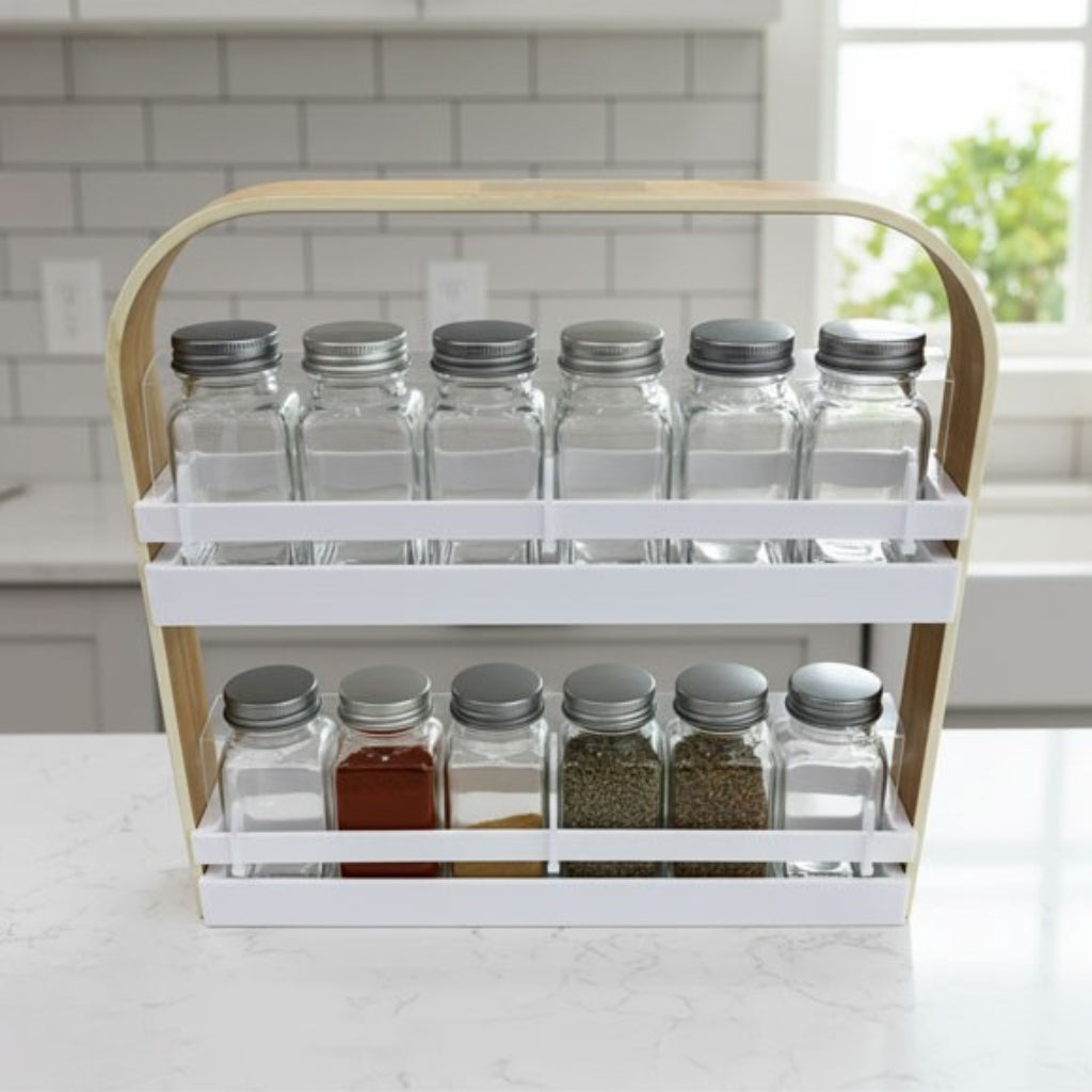 Spice Jar 12pc Set with Wooden Stand